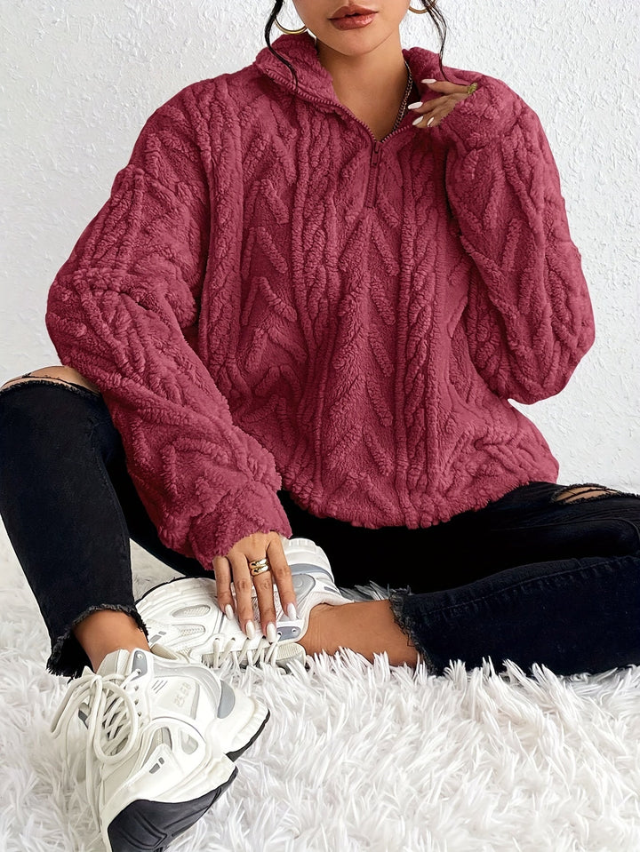 Adelina - Felpa in Fleece a Maglia Cable Luxe