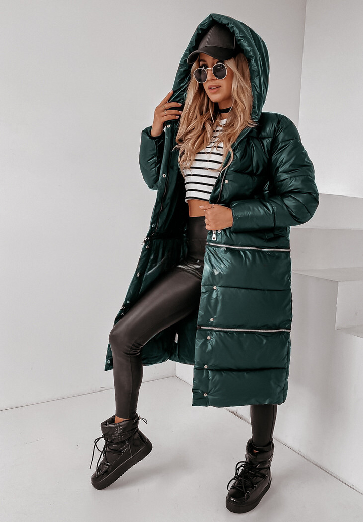 LORENA - Cappotto lungo trapuntato con cappuccio