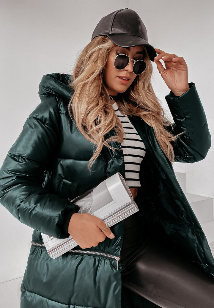 LORENA - Cappotto lungo trapuntato con cappuccio