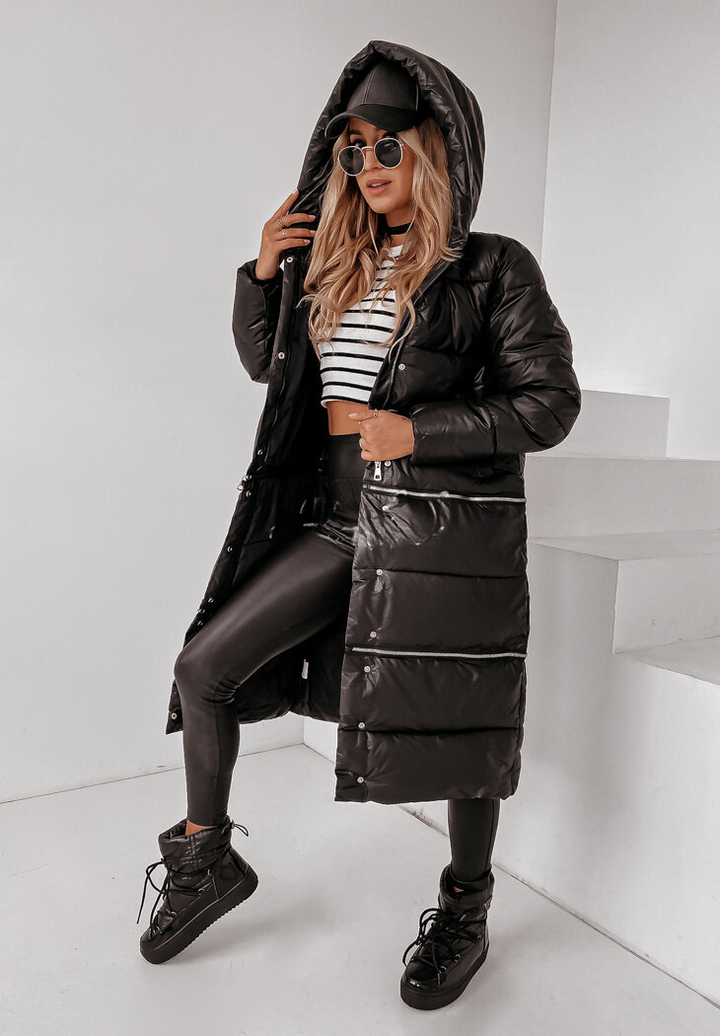 LORENA - Cappotto lungo trapuntato con cappuccio