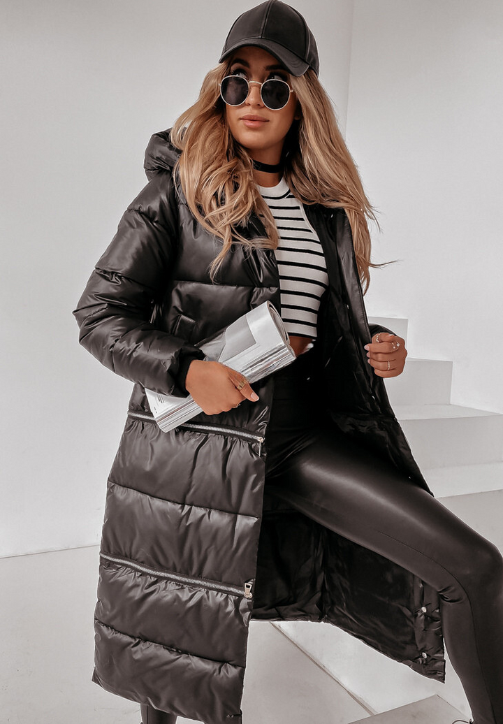 LORENA - Cappotto lungo trapuntato con cappuccio