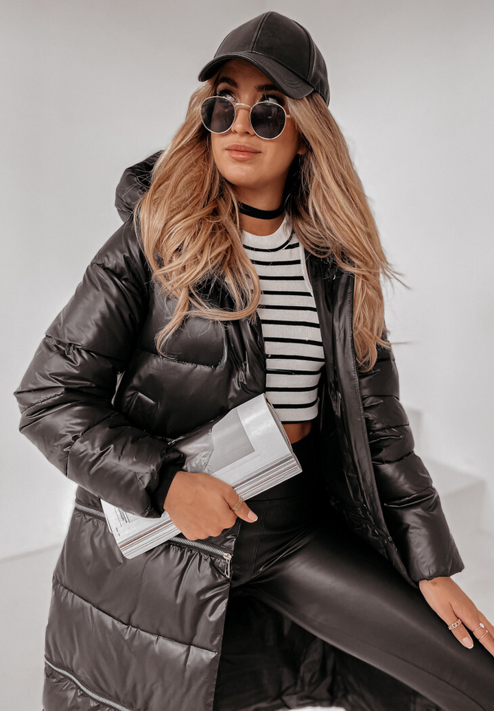 LORENA - Cappotto lungo trapuntato con cappuccio