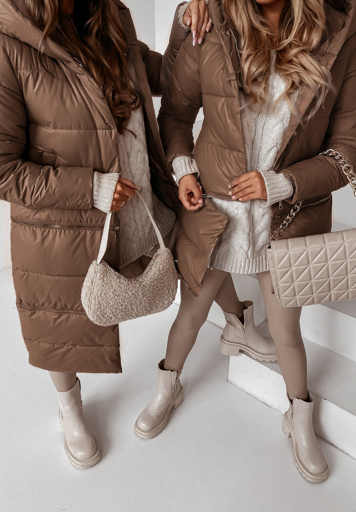 LORENA - Cappotto lungo trapuntato con cappuccio