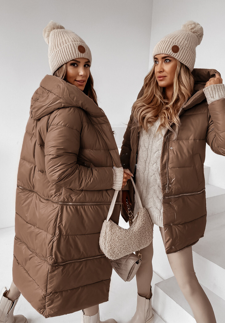 LORENA - Cappotto lungo trapuntato con cappuccio