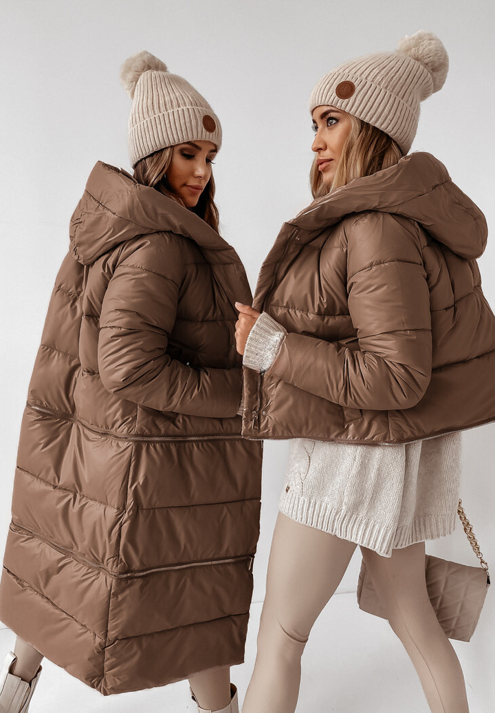 LORENA - Cappotto lungo trapuntato con cappuccio