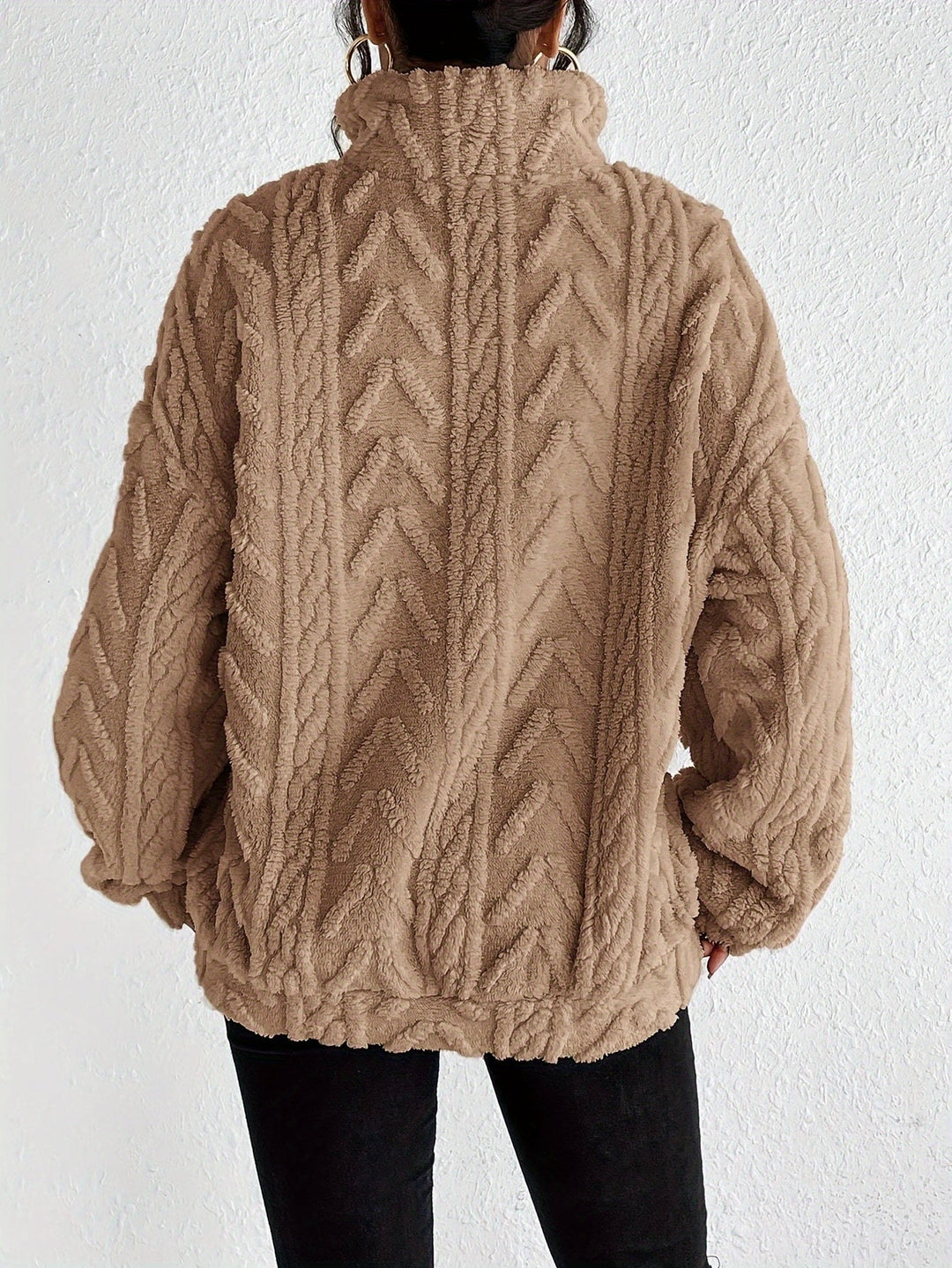 Adelina - Felpa in Fleece a Maglia Cable Luxe