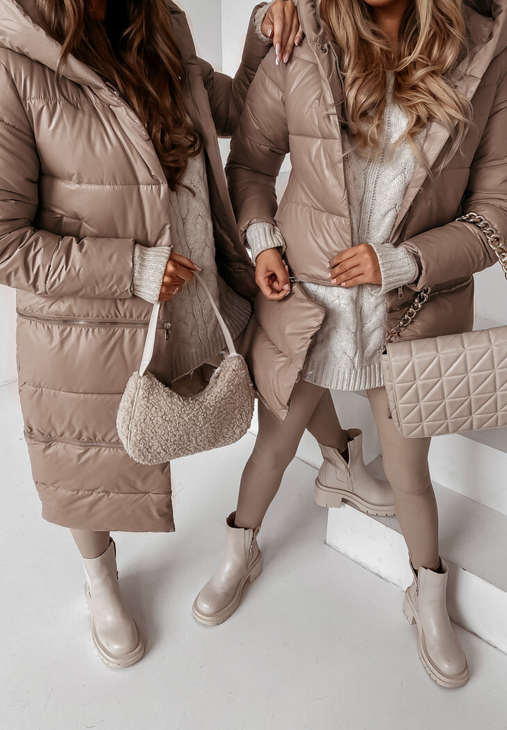 LORENA - Cappotto lungo trapuntato con cappuccio