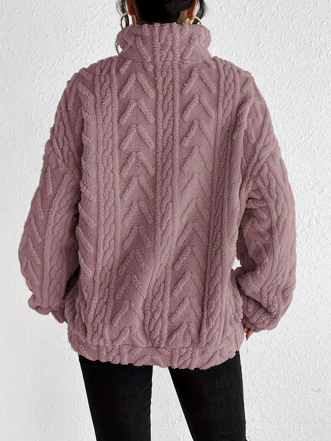 Adelina - Felpa in Fleece a Maglia Cable Luxe