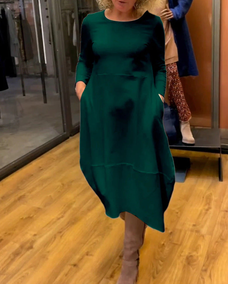 Cinzia - Abito a maniche lunghe con scollatura rotonda