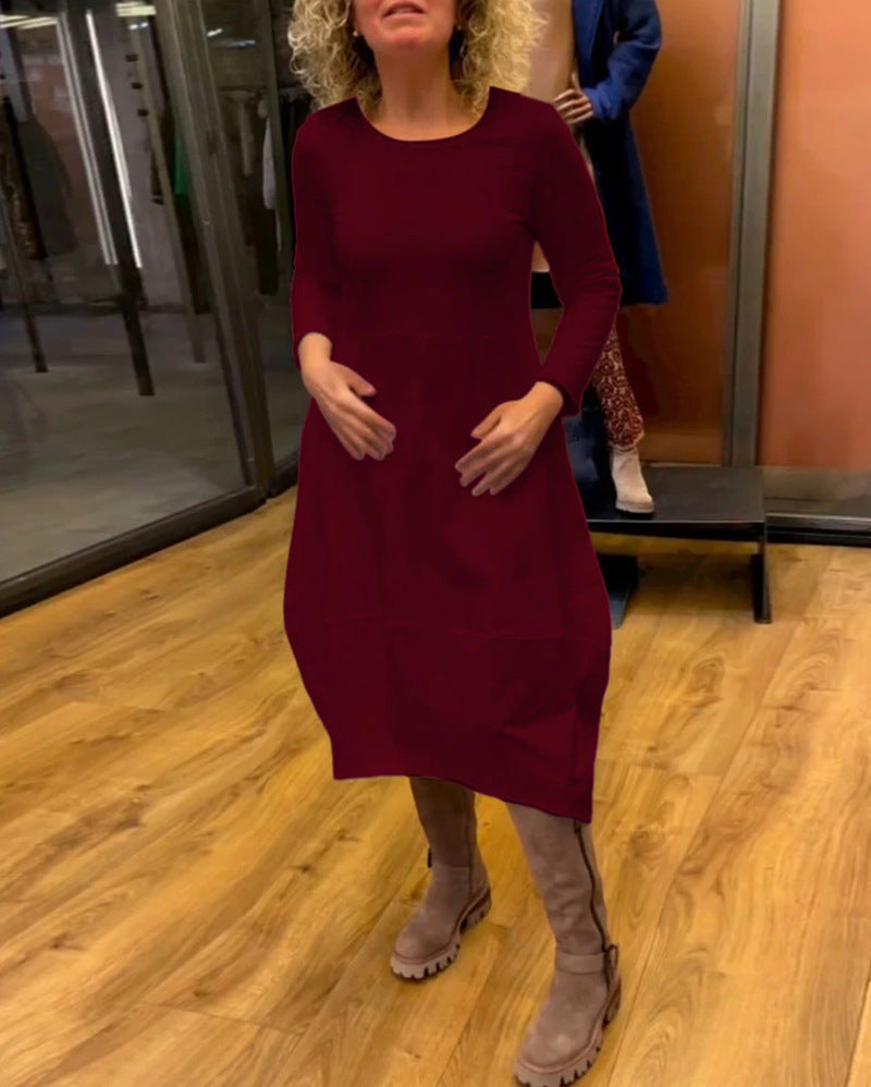 Cinzia - Abito a maniche lunghe con scollatura rotonda