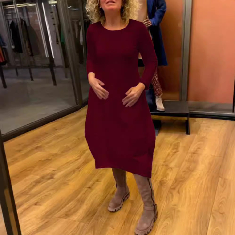 Cinzia - Abito a maniche lunghe con scollatura rotonda