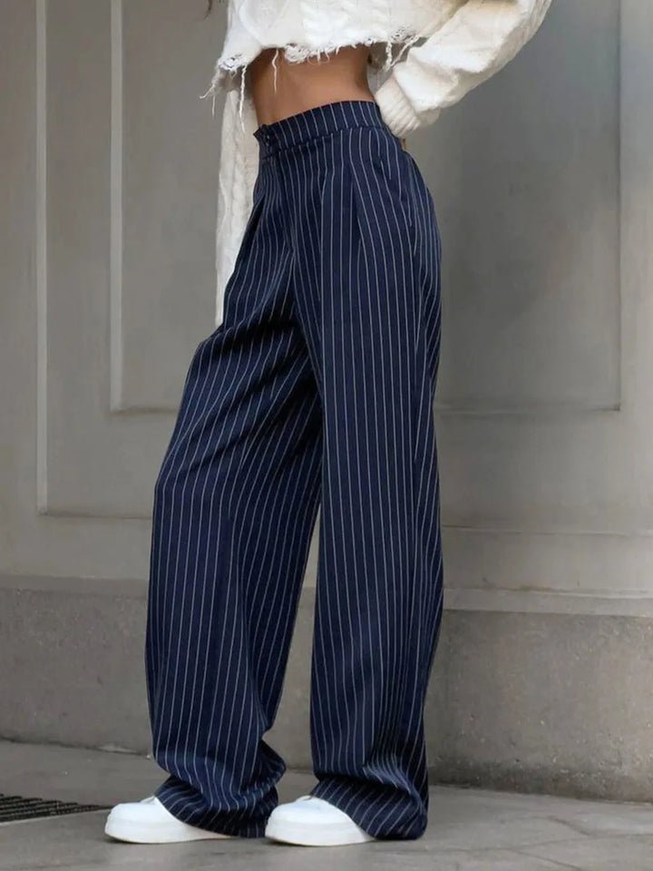 Delfina - Pantaloni casual a righe retro