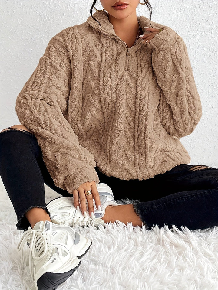 Adelina - Felpa in Fleece a Maglia Cable Luxe