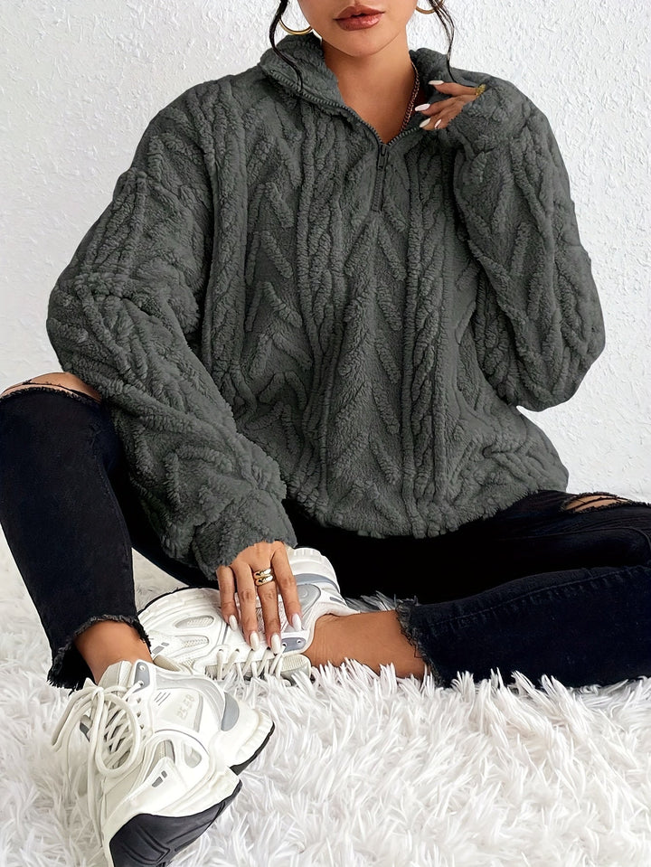 Adelina - Felpa in Fleece a Maglia Cable Luxe